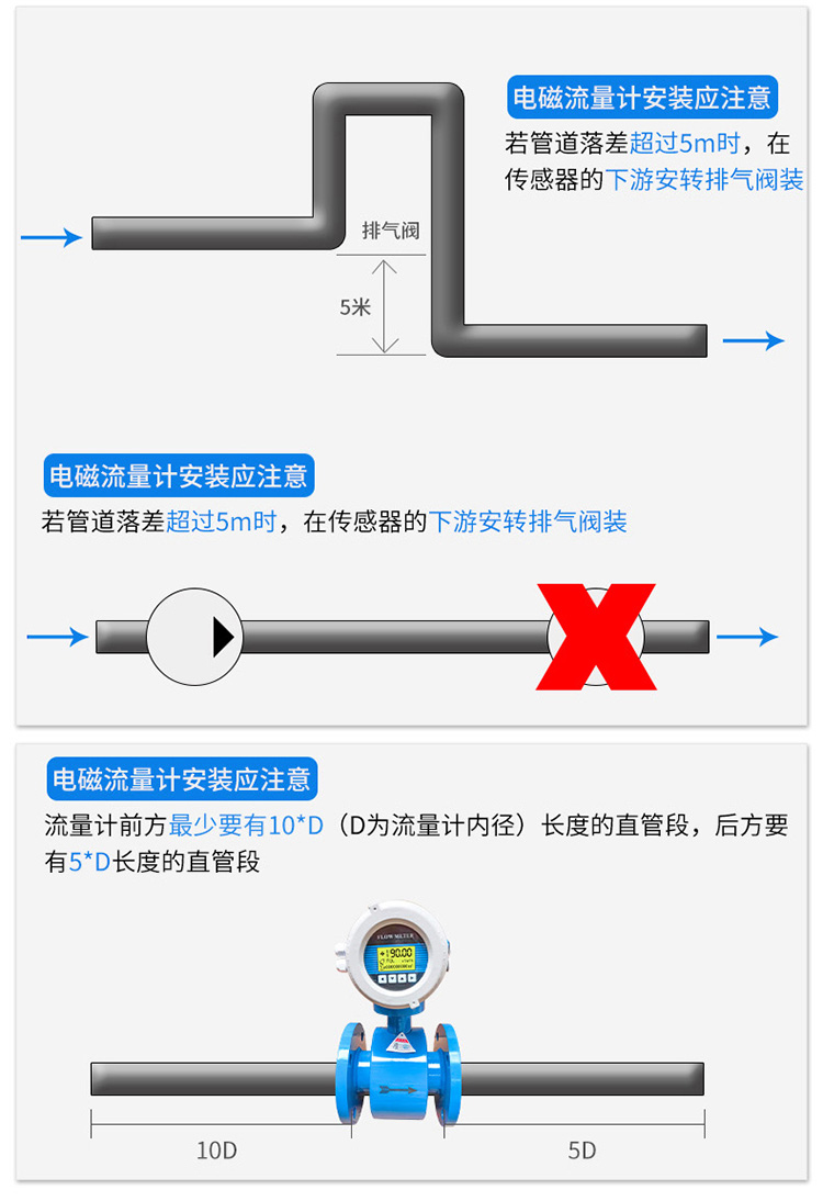 一體型電磁流量計安裝注意事項